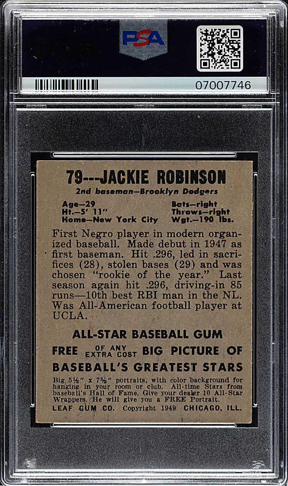 1948-1949 Leaf #79 Jackie Robinson Rookie PSA EX-MT 6