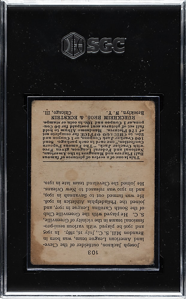 1915 E145 Cracker Jack #103 Joe Jackson SGC GOOD 2