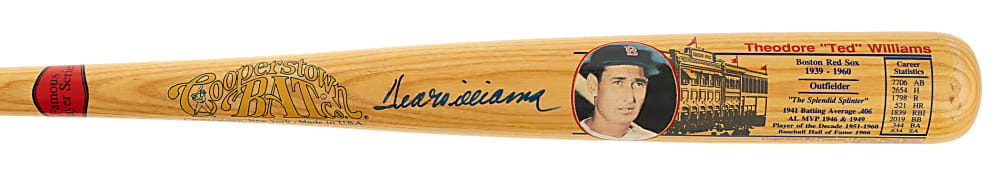 Ted Williams Signed Cooperstown Company Career Stat Bat - JSA