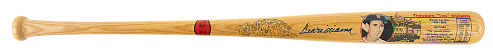 Ted Williams Signed Cooperstown Company Career Stat Bat - JSA