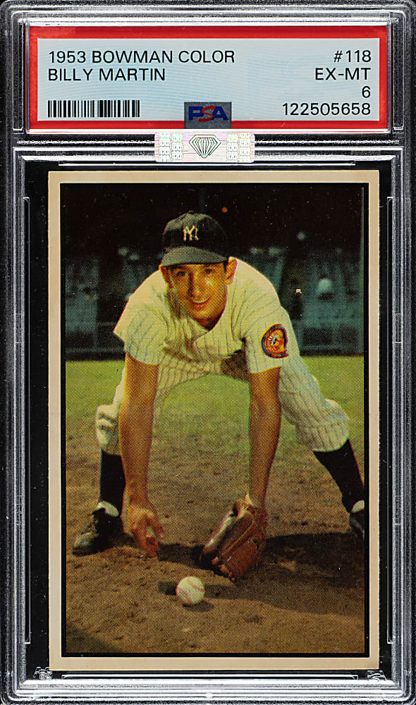1953 Bowman Color #118 Billy Martin PSA EX-MT 6 (MBA Silver Diamond)