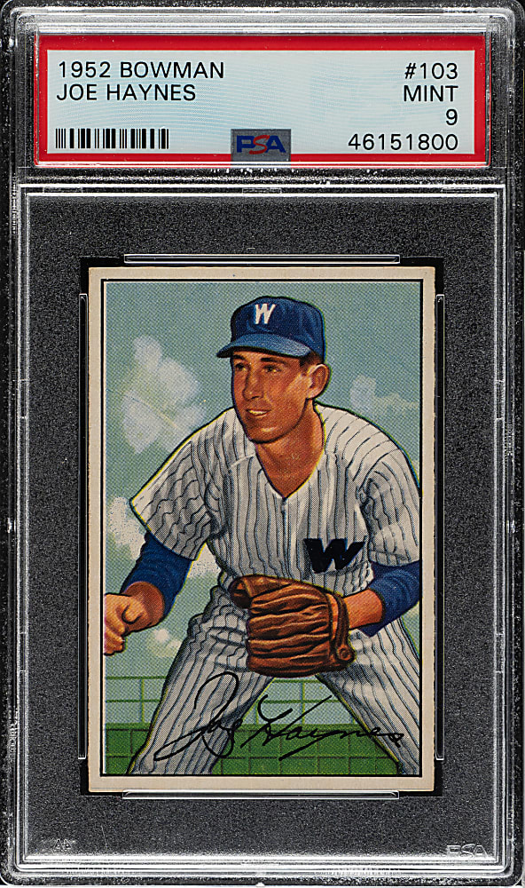 1952 Bowman #103 Joe Haynes PSA MINT 9