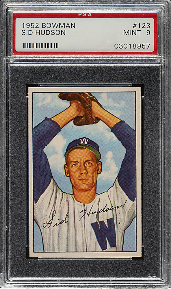 1952 Bowman #123 Sid Hudson PSA MINT 9