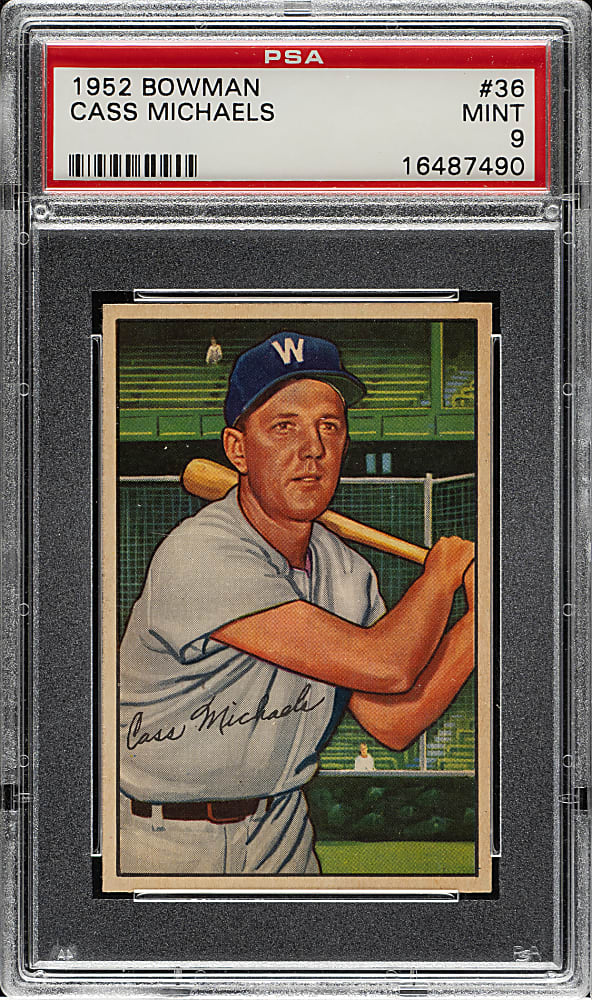 1952 Bowman #36 Cass Michaels PSA MINT 9 - Highest Graded!