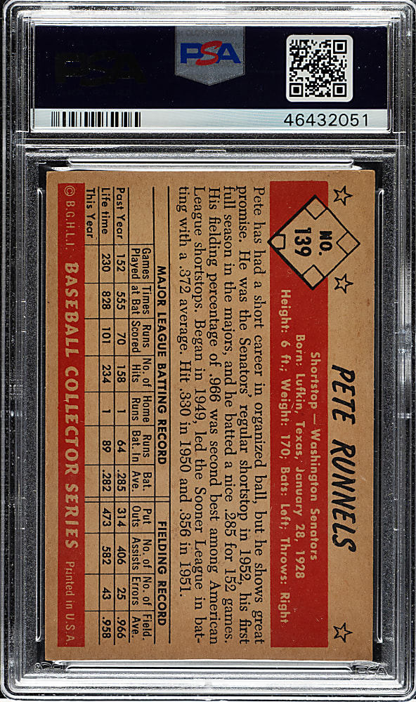 1953 Bowman Color #139 Pete Runnels PSA NM-MT 8