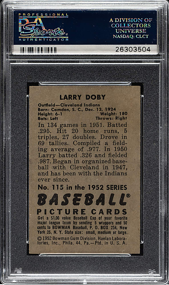 1952 Bowman #115 Larry Doby PSA NM-MT 8
