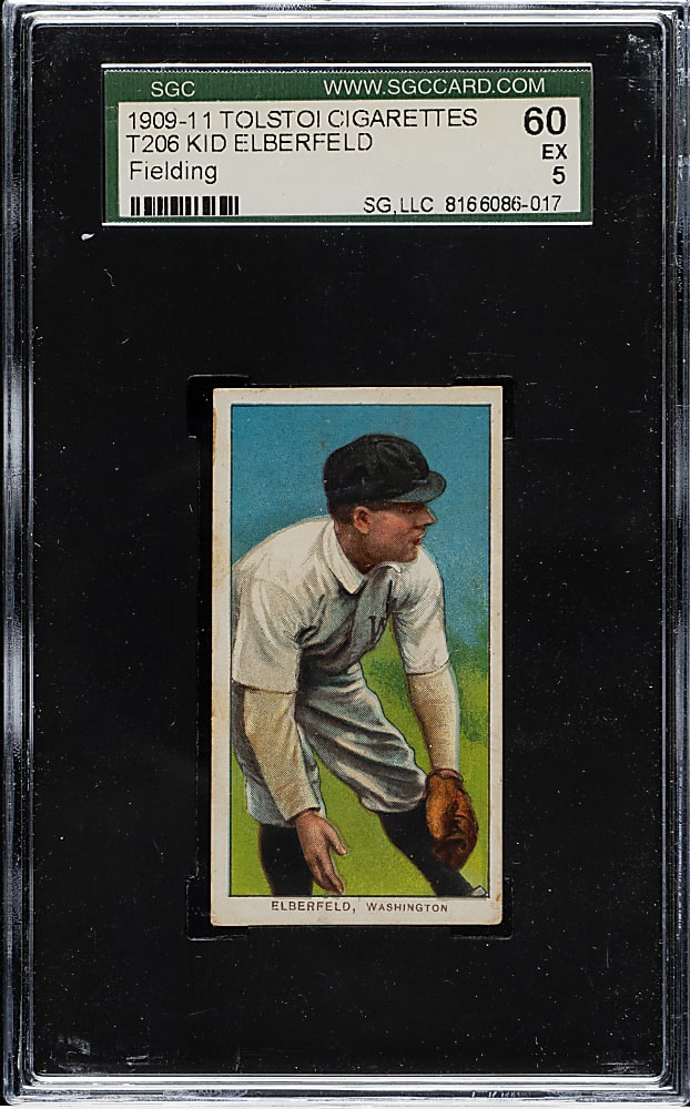 1909-1911 T206 White Border Kid Elberfeld Fielding SGC EX 60 - Tolstoi Back - 1 of 2 - Highest Graded!