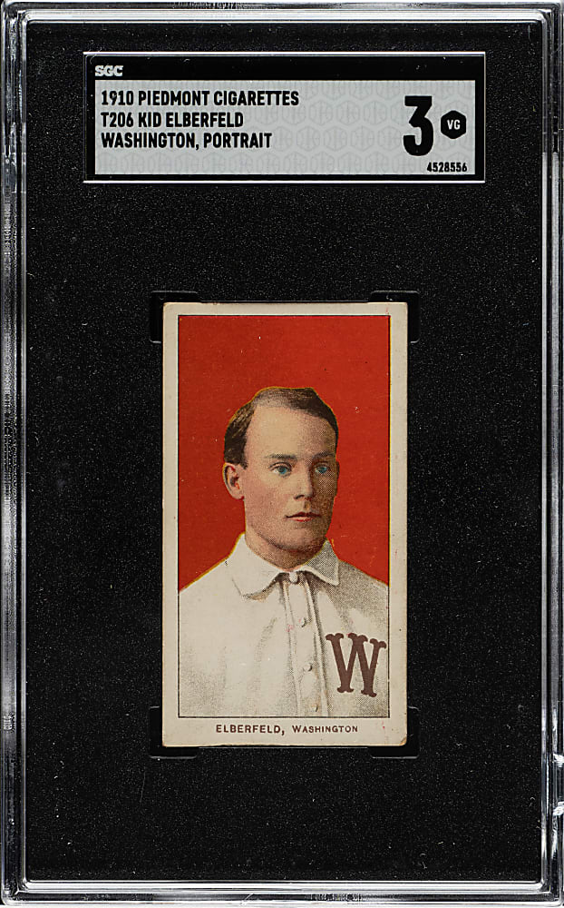 1909-1911 T206 White Border Kid Elberfeld Washington, Portrait SGC VG 3