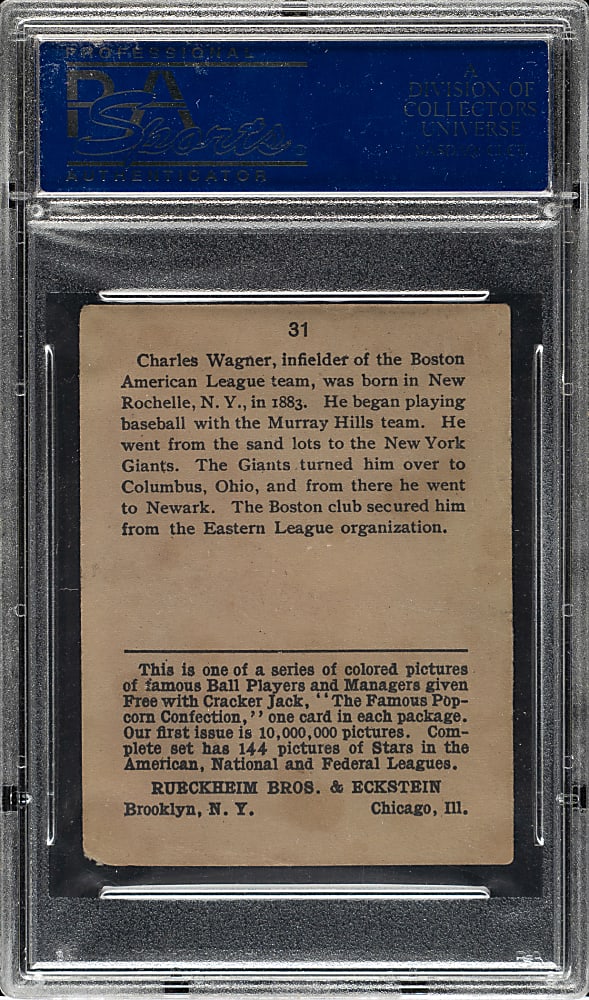 1914 E145 Cracker Jack #31 Heine Wagner PSA VG-EX 4