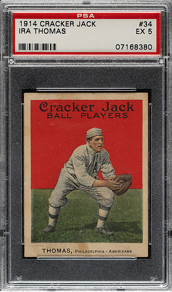 1914 E145 Cracker Jack #34 Ira Thomas PSA EX 5