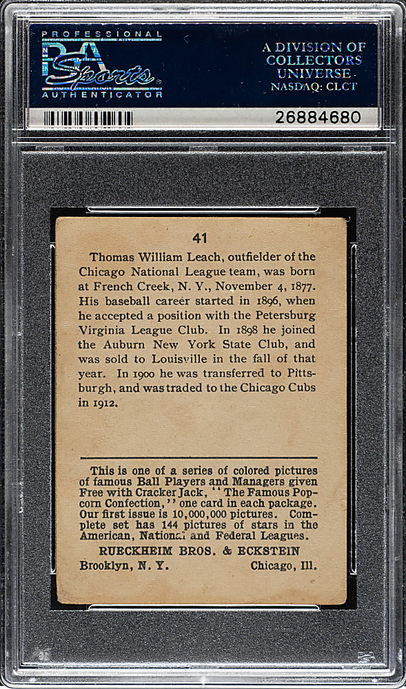 1914 E145 Cracker Jack #41 Thomas Leach PSA GOOD 2