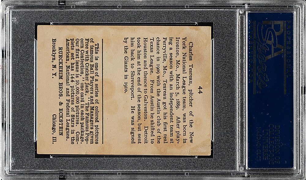 1914 E145 Cracker Jack #44 Charles Tesreau PSA GOOD 2