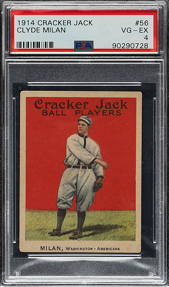 1914 E145 Cracker Jack #56 Clyde Milan PSA VG-EX 4