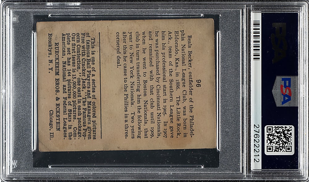 1914 E145 Cracker Jack #96 Beals Becker PSA GOOD 2