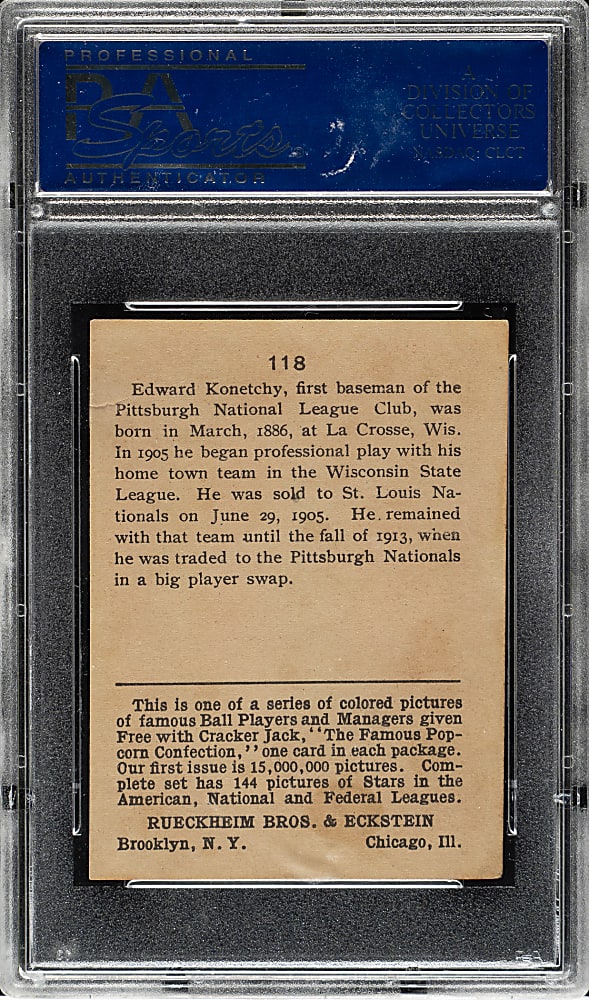 1914 E145 Cracker Jack #118 Ed Konetchy PSA GOOD 2
