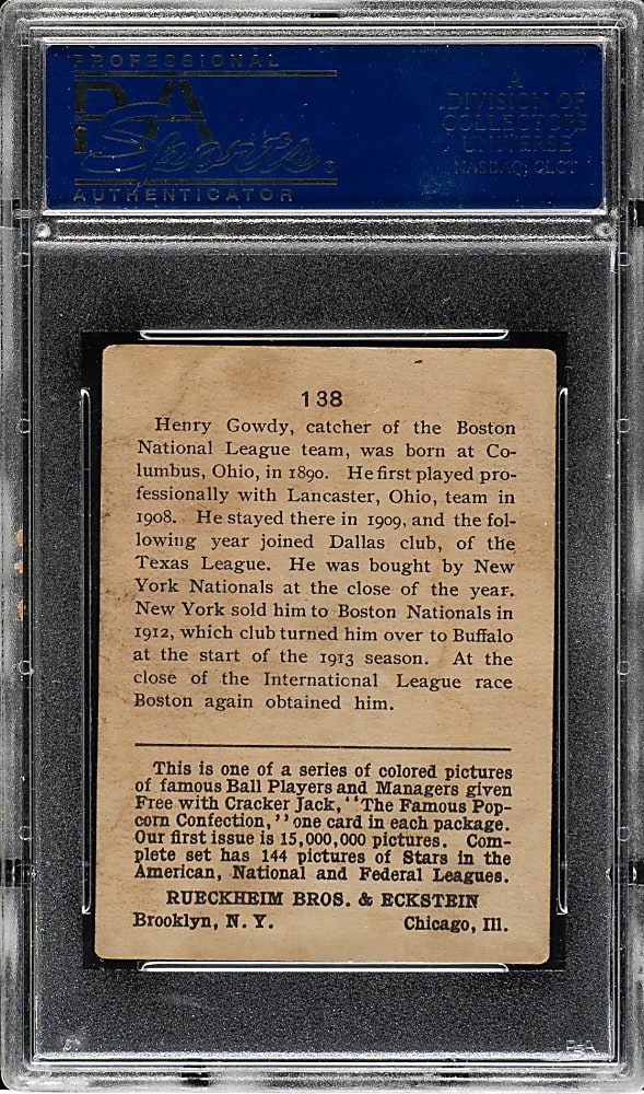 1914 E145 Cracker Jack #138 Henry Gowdy PSA VG-EX 4