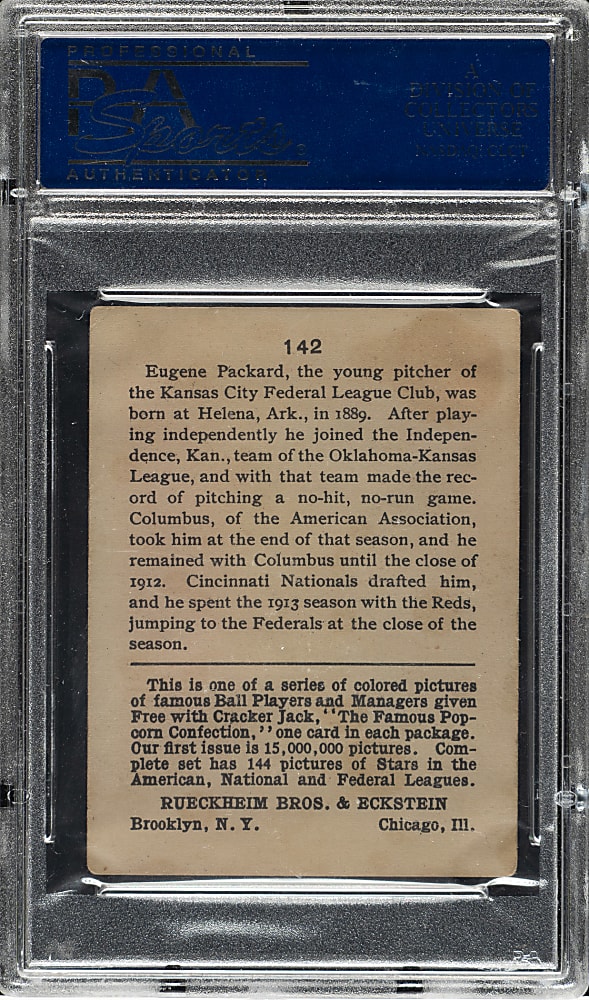 1914 E145 Cracker Jack #142 Eugene Packard PSA VG-EX 4