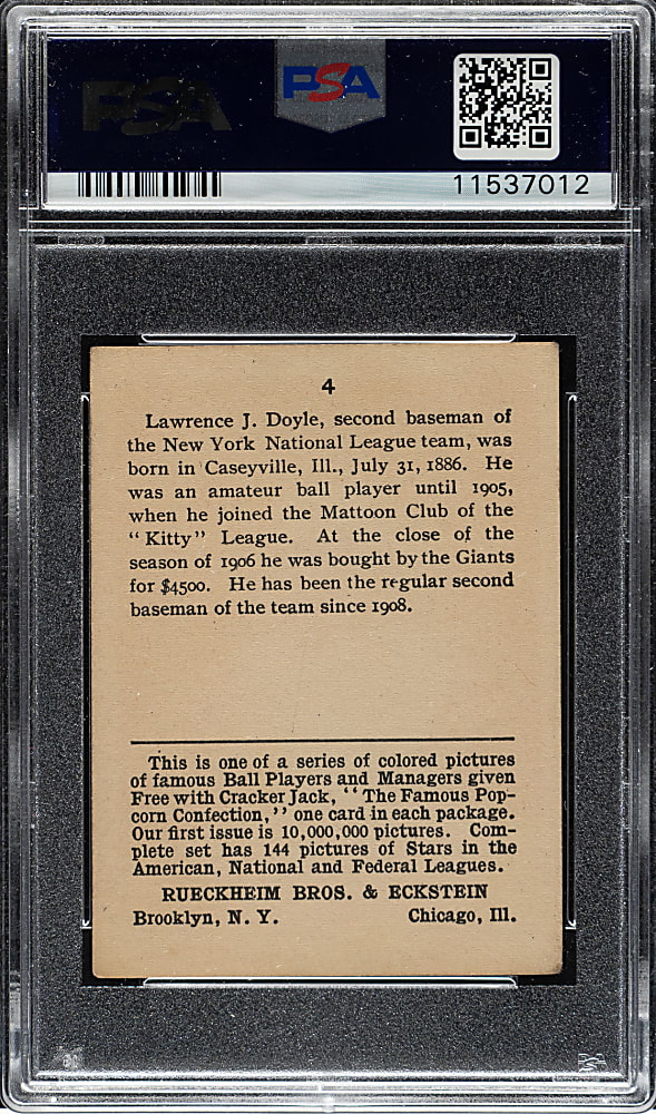 1914 E145 Cracker Jack #4 Larry Doyle PSA EX 5