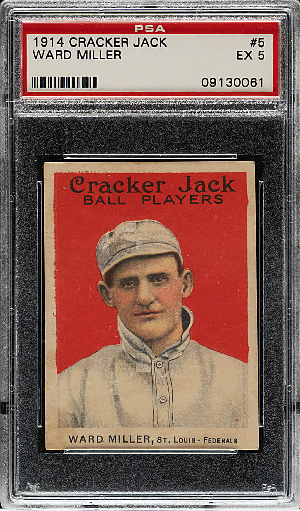 1914 E145 Cracker Jack #5 Ward Miller PSA EX 5