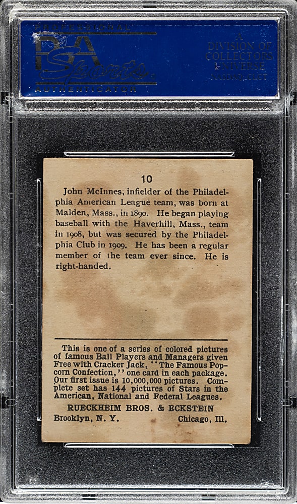 1914 E145 Cracker Jack #10 John McInnis PSA VG-EX 4