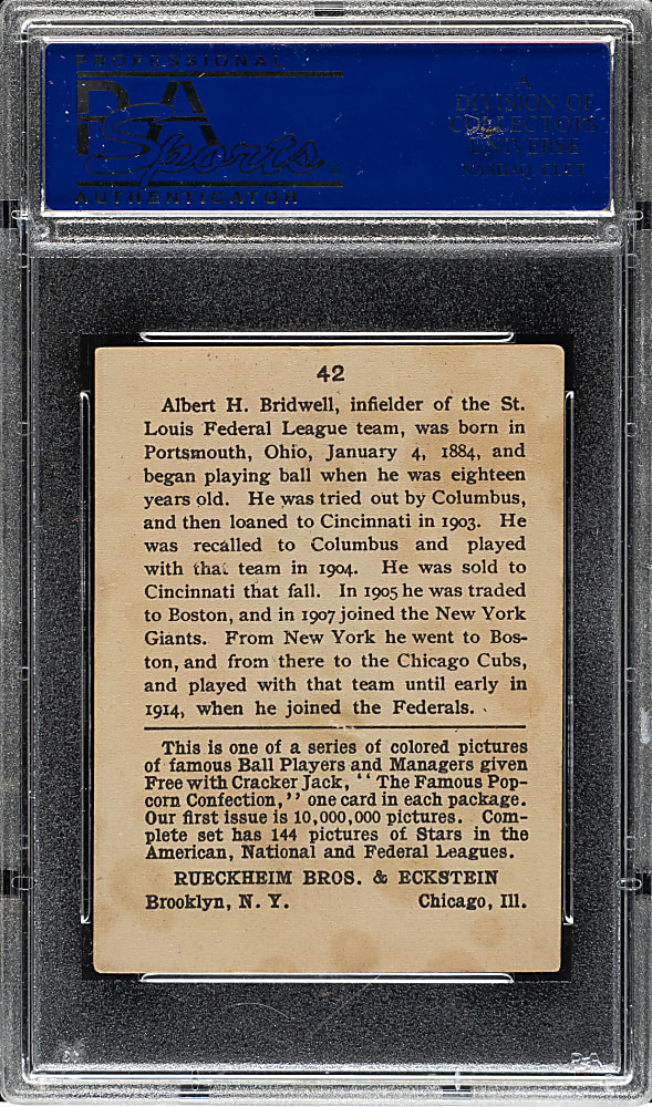 1914 E145 Cracker Jack #42 Al Bridwell PSA EX 5