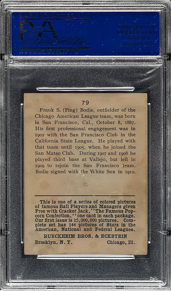1914 E145 Cracker Jack #79 Ping Bodie PSA EX 5