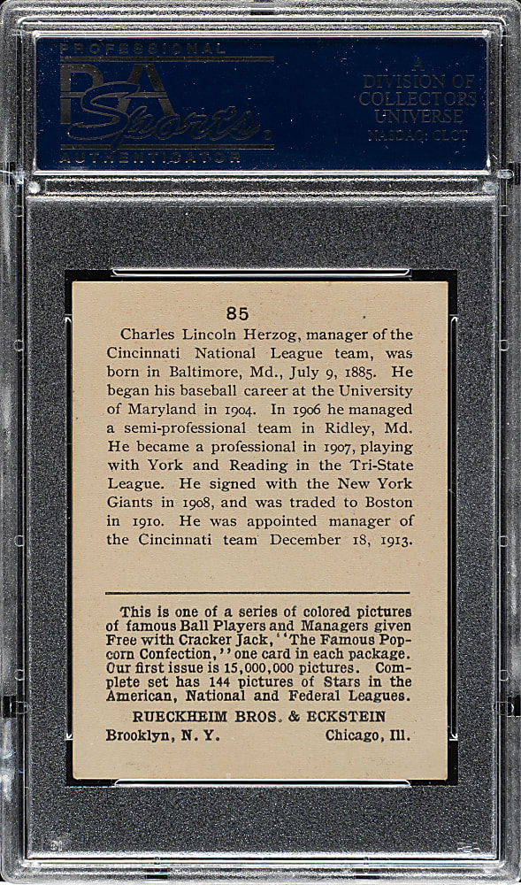 1914 E145 Cracker Jack #85 Charles Herzog PSA EX 5