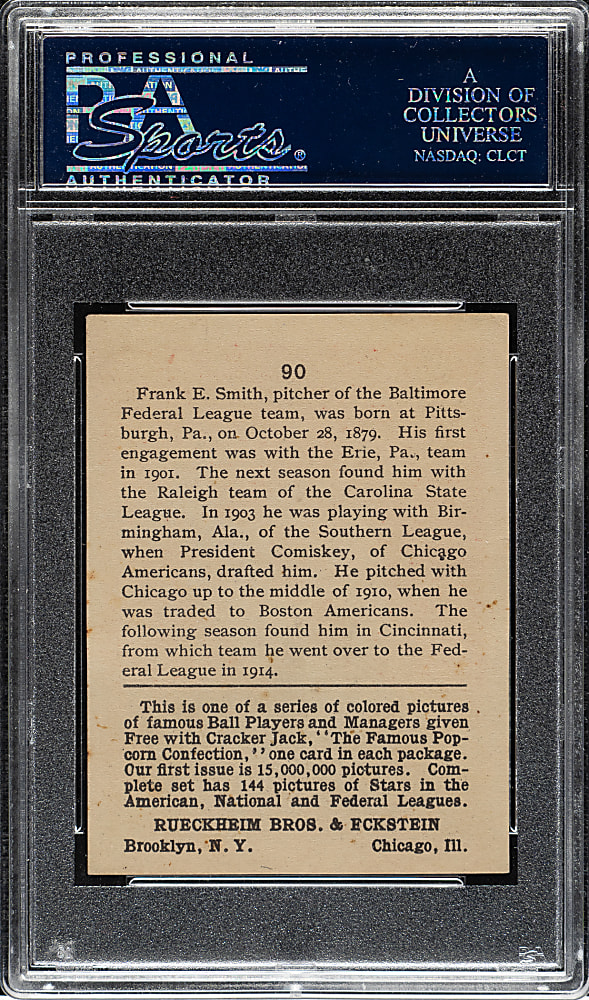 1914 E145 Cracker Jack #90 Frank Smith PSA VG-EX 4