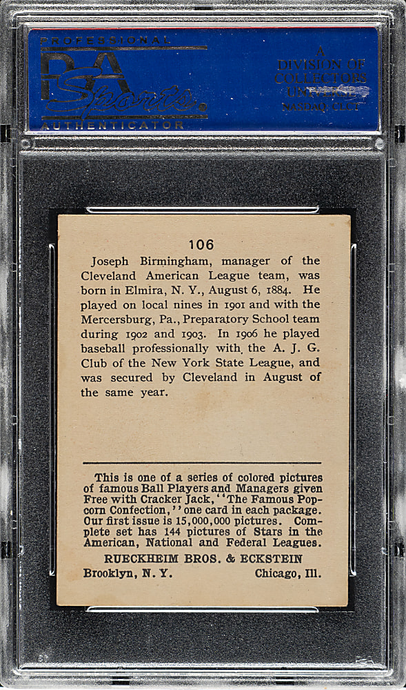 1914 E145 Cracker Jack #106 Joe Birmingham PSA VG-EX 4
