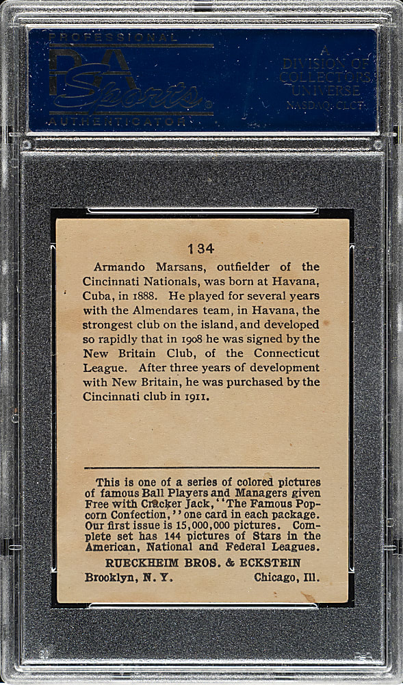 1914 E145 Cracker Jack #134 Armando Marsans PSA EX 5