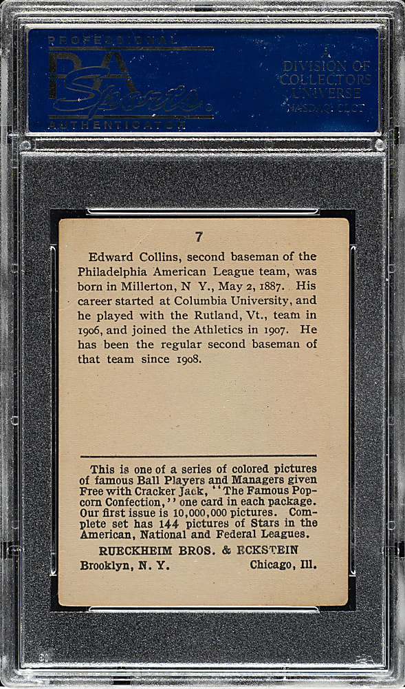 1914 E145 Cracker Jack #7 Eddie Collins PSA EX 5