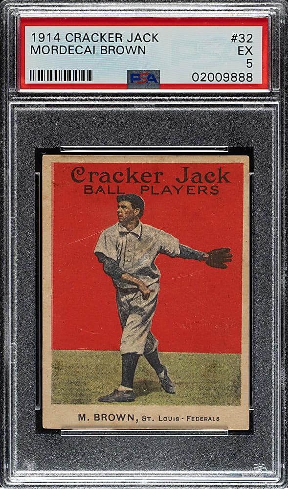 1914 E145 Cracker Jack #32 Mordecai Brown PSA EX 5