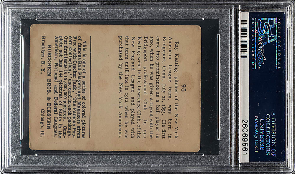 1914 E145 Cracker Jack #95 Ray Keating PSA GOOD+ 2.5