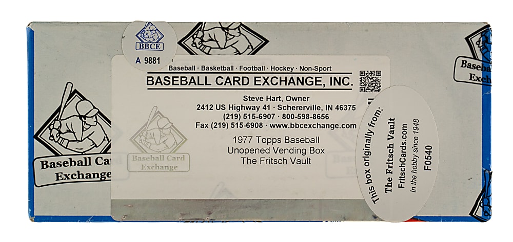 1977 Topps Unopened Vending Box - BBCE and Ex-Fritsch