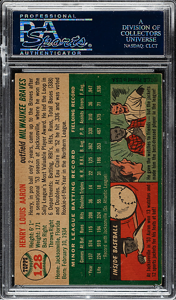 1954 Topps #128 Hank Aaron Rookie PSA EX 5