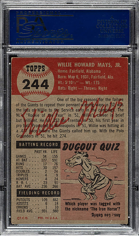 1953 Topps #244 Willie Mays PSA VG-EX+ 4.5