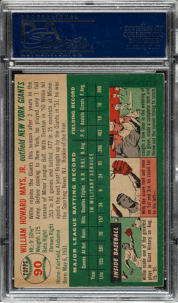 1954 Topps #90 Willie Mays PSA EX 5