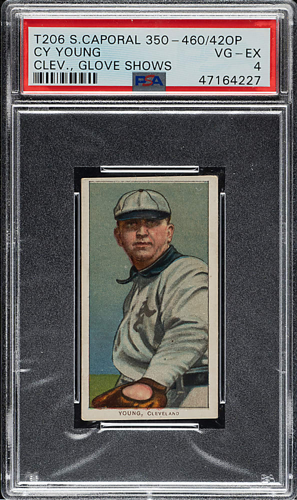 1909-1911 T206 White Border Cy Young Glove Shows PSA VG-EX 4