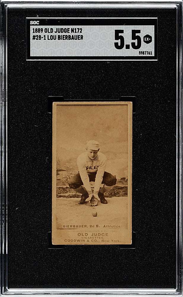 1889 N172 Old Judge Lou Bierbauer SGC EX+ 5.5 - 1 of 1 - Highest Graded!