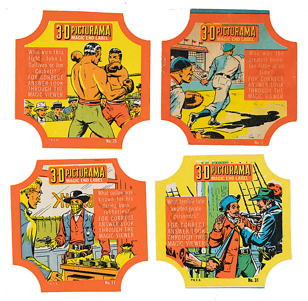 1950s D290-16 3-D Picturama Bread Labels Complete Set (32) Plus Album Including Babe Ruth