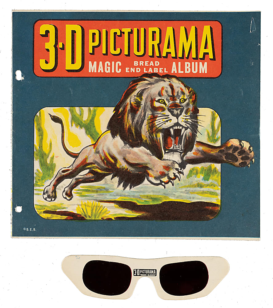1950s D290-16 3-D Picturama Bread Labels Complete Set (32) Plus Album Including Babe Ruth