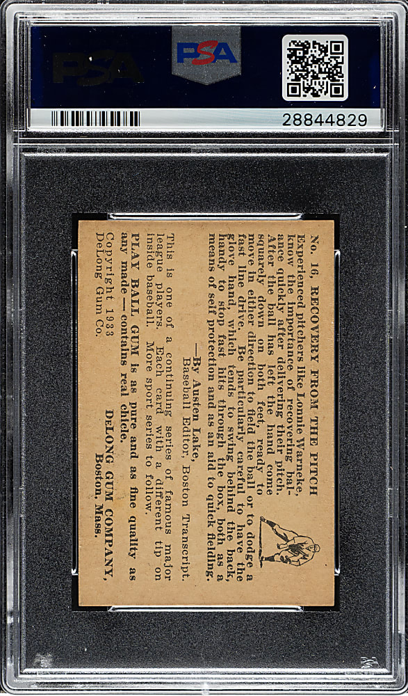 1933 R333 DeLong Gum #16 Lon Warneke PSA NM 7