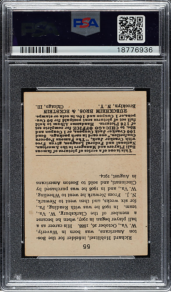 1915 E145 Cracker Jack #55 Dick Hoblitzell PSA EX-MT 6