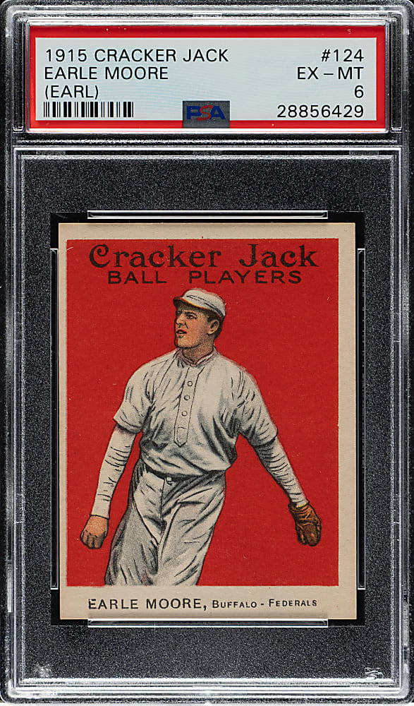 1915 E145 Cracker Jack #124 Earl Moore PSA EX-MT 6