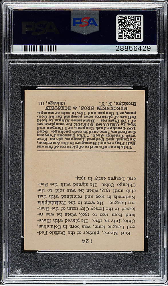 1915 E145 Cracker Jack #124 Earl Moore PSA EX-MT 6