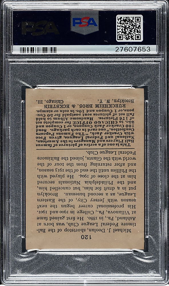 1915 E145 Cracker Jack #120 Mickey Doolan PSA EX 5