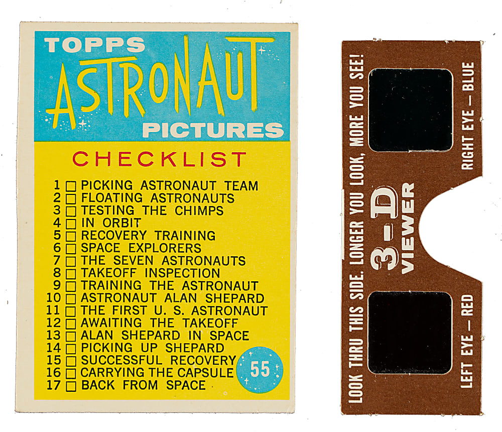 1963 Topps "Astronauts" Complete Set (55) Plus 3-D Viewer