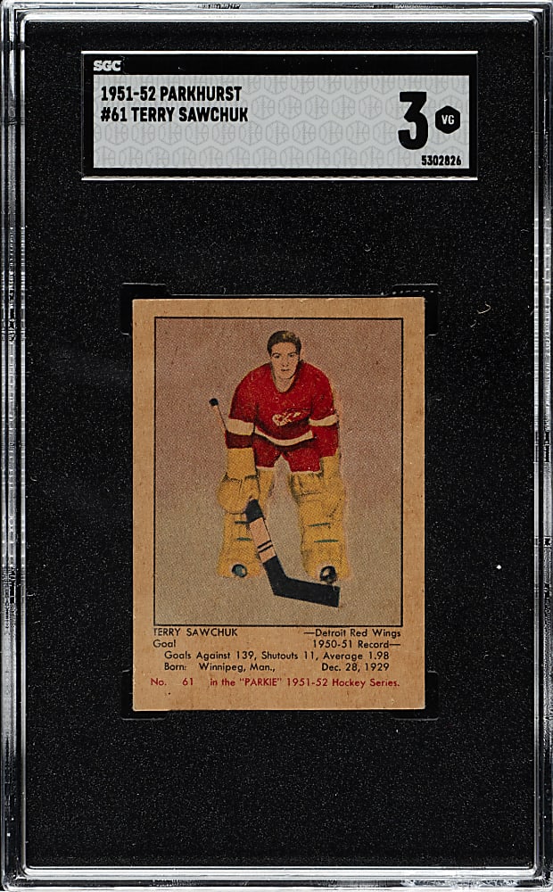 1951-1952 Parkhurst Hockey #61 Terry Sawchuk Rookie SGC VG 3