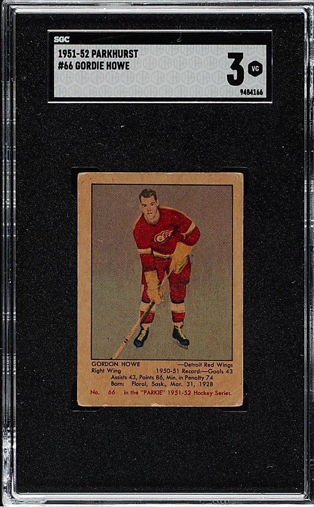 1951-1952 Parkhurst Hockey #66 Gordie Howe Rookie SGC VG 3