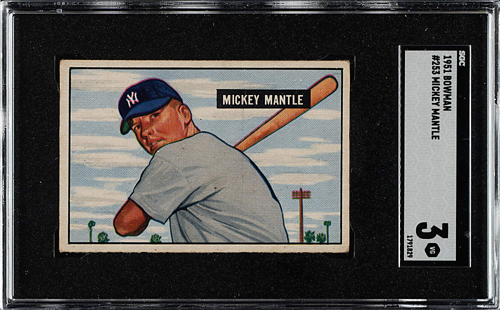 1951 Bowman #253 Mickey Mantle Rookie SGC VG 3